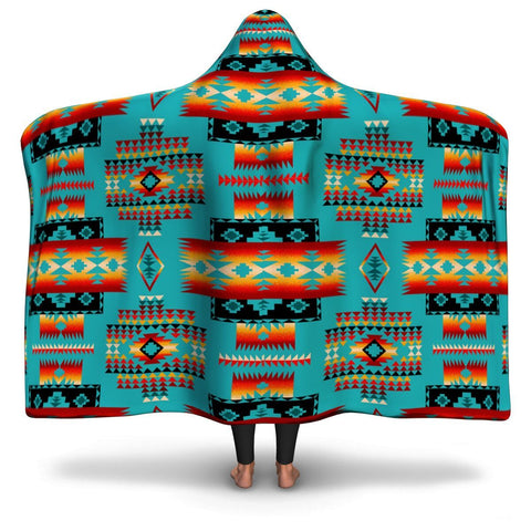 Blue Tribe Pattern Native American Design Hooded Blanket