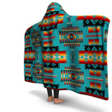 Blue Tribe Pattern Native American Design Hooded Blanket