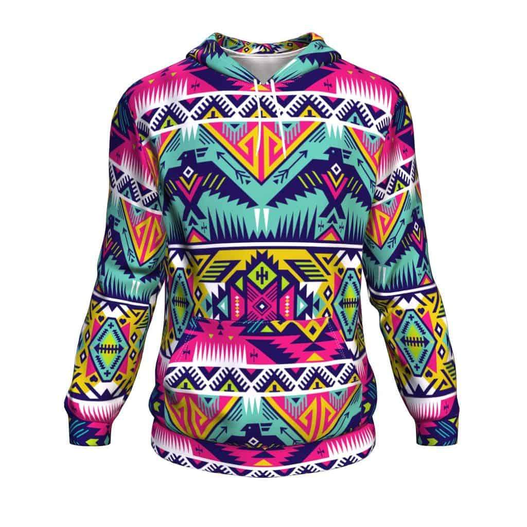 Native American Thunder Bird Tribe Ethnic Pattern 3D Pullover Hoodie