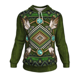 Native American Green Mandala Pattern 3D Pullover Hoodie - Powwow Store