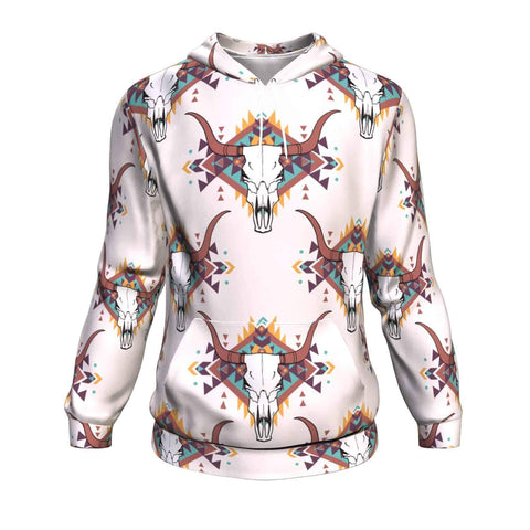 Native American Little Bison Bull Heads Light Purple 3D Pullover Hoodies