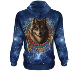 Native American Wolf Dreamcatcher Galaxy 3D Pullover Hoodie no link - Powwow Store