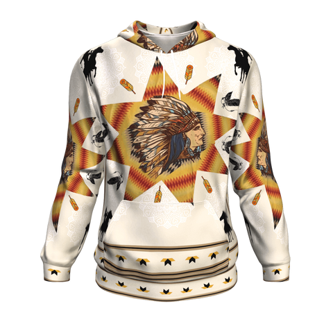 Chief Riding Horse Native American 3D Pullover Hoodies - ProudThunderbird