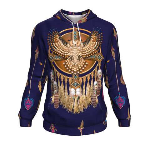 Golden Owl Dream Catcher 3D Pullover Hoodie Native American - ProudThunderbird