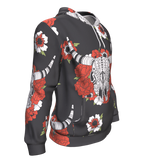 Bison Head Red Rose 3D Pullover Hoodie Native American - ProudThunderbird