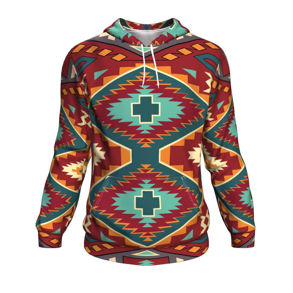 Native Red Pattern All Over Hoodie