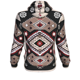 Gray Red Pattern Native American Hoodie - Powwow Store