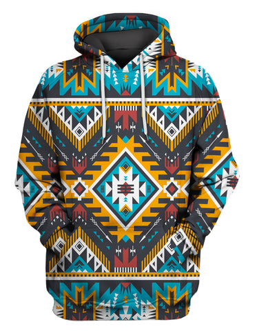 Powwow Store gb nat00406 yellow aztec geometric 3d hoodie