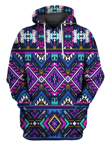 GB-NAT00380 Purple Pattern 3D Hoodie