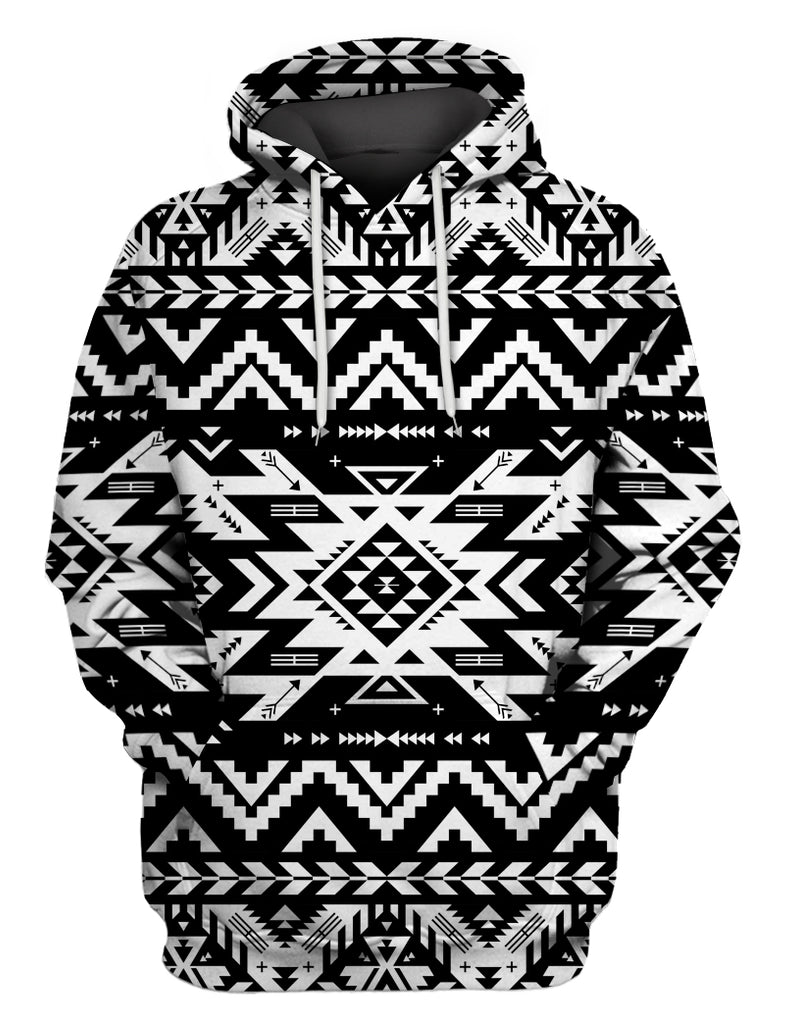 Powwow Store gb nat00441 black pattern 3d hoodie