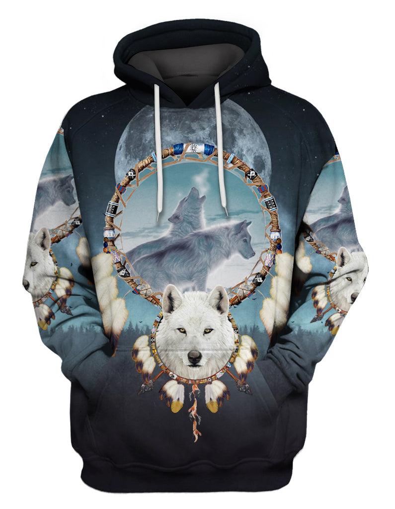 Powwow Store hd094 wolf dream catcher 3d hoodie