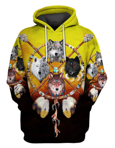 Powwow Store gb nat00120 wolf dream catcher 3d hoodie