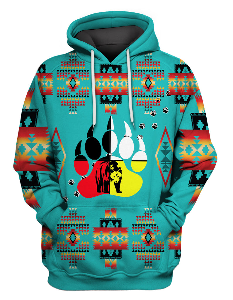 Powwow Store bear foot 3d hoodie