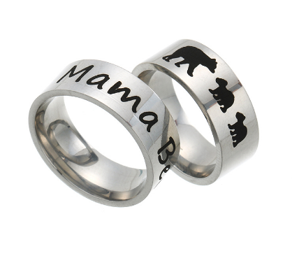 Mama Bear And Her 3 Children Stainless Steel Ring Mother's Day Gift - Powwow Store