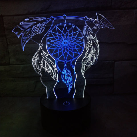 LED 3D Dream Catcher Arrow Night Light Lamp - Native American Lamp - ProudThunderbird