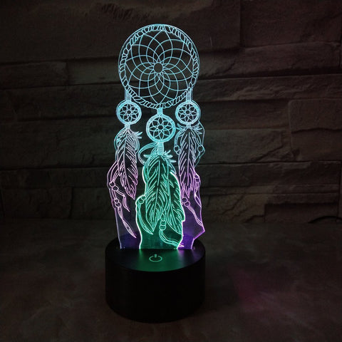 LED 3D Dream Catcher Night Light Lamp - Native American Lamp - ProudThunderbird