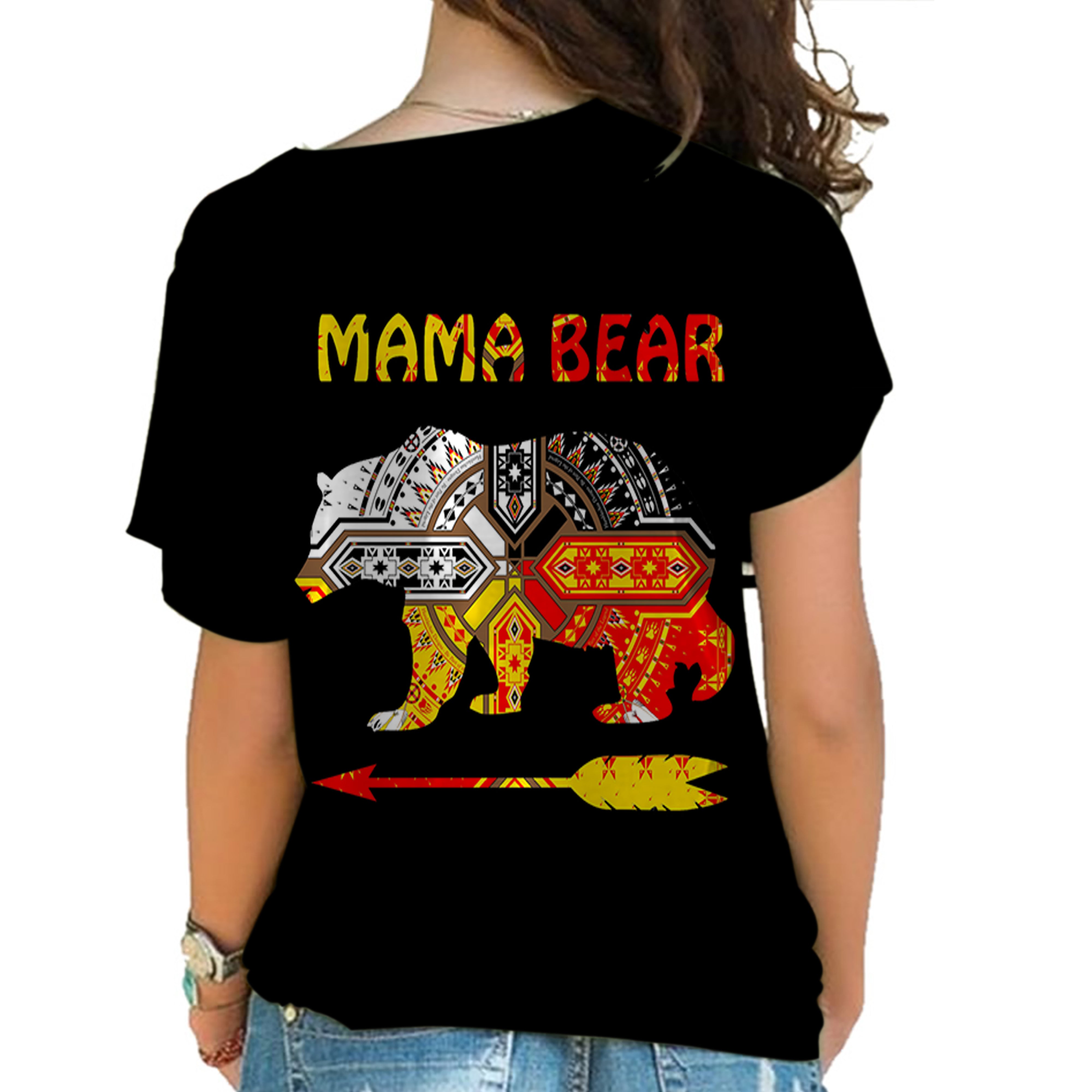 GB-NAT00125-CROS01 Mama Bear Native American Cross Shoulder Shirt - Powwow Store