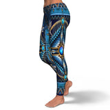 Naumaddic Arts Blue Native American Design Leggings - Powwow Store