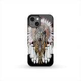 GB-NAT00446 Wolf With Feather Headdress Phone Case
