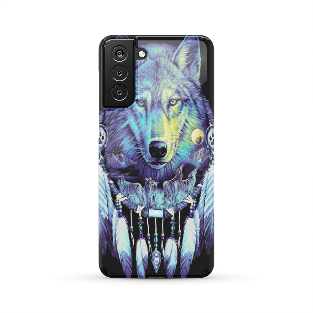 GB-NAT00117-PCAS01 Wolf & Feathers Dream Catcher Native American Phone Case - Powwow Store