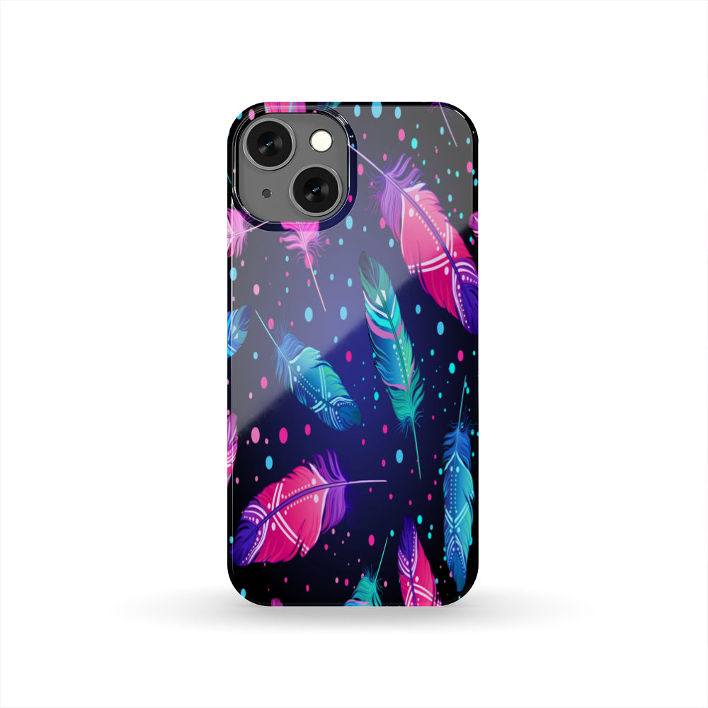 GB-NAT00053-PCAS01 Pink & Blue Feathers Native American Phone Case - Powwow Store