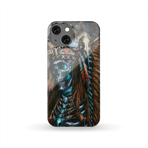 Powwow Store gb nat00409 skull chief with wolf headdress phone case