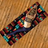 Powwow Store gb nat00046 02 black native tribes pattern native american yoga mat