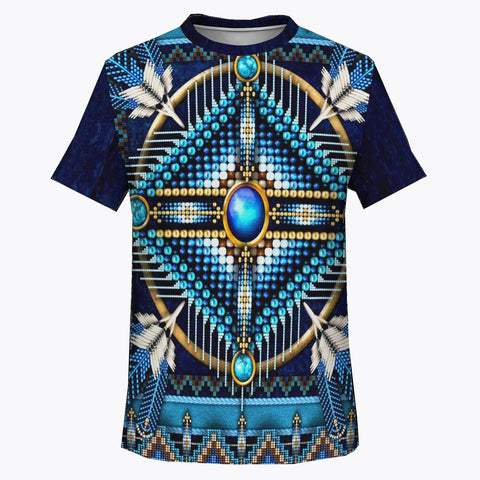 Mandala Blue Design Native American Pride All Over Tshirt - Powwow Store