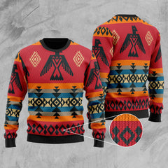 GB-NAT00029  Red Thunderbird Native American Sweater - Powwow Store