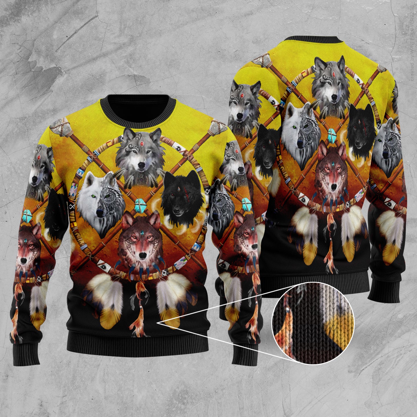Powwow Store gb nat00120 wolf dream catcher native american sweater