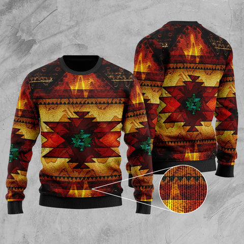 GB-NAT00068 United Tribes Brown Design Native American Sweater
