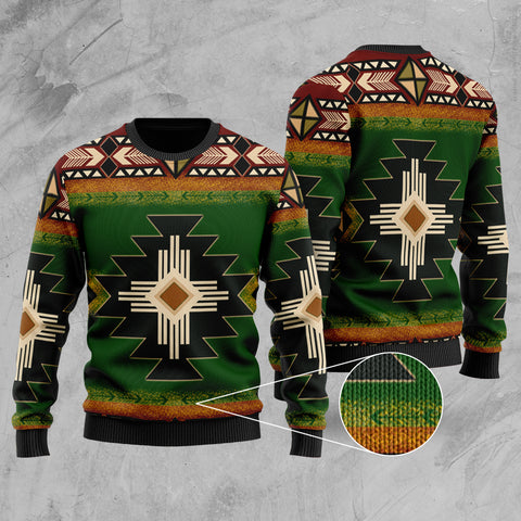 GB-NAT0001 Southwest Green Symbol Native American Sweater