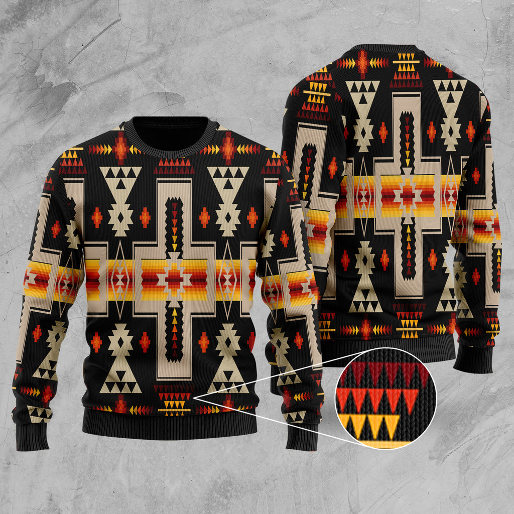 Powwow Store gb nat00062 01 black tribe design native american sweater