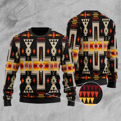 GB-NAT00062-01 Black Tribe Design Native American Sweater - Powwow Store