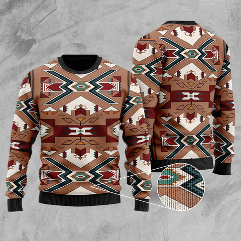 GB-NAT0002 Orange Geometric Native American Sweater