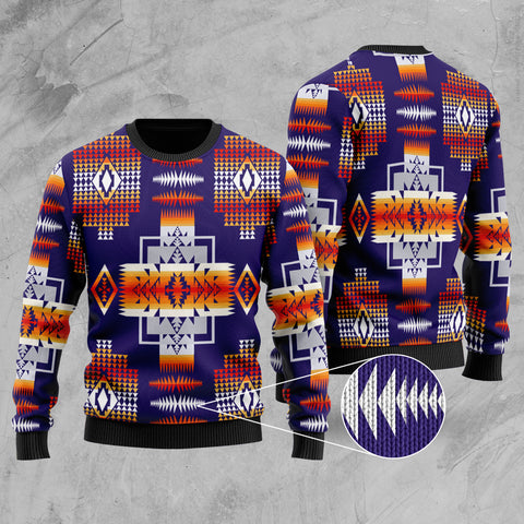 GB-NAT0004 Purple Pattern Native American Sweater