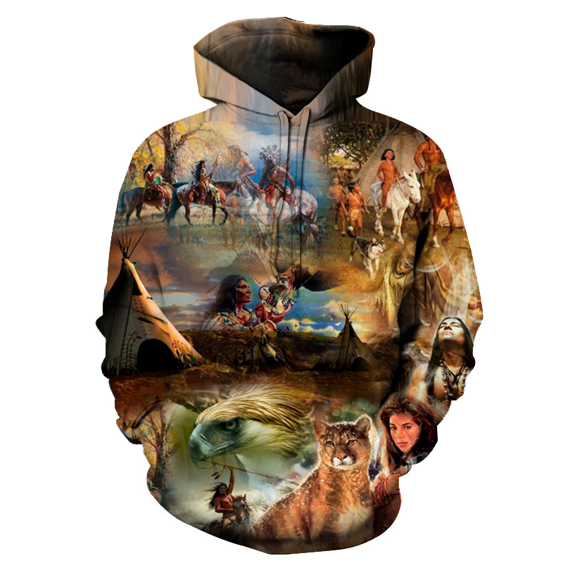Thunderbird Wolf Horse Native American All Over Hoodie no link - Powwow Store