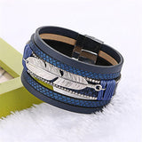 Alloy Feather Leaves Leather Multilayer Bracelets & Bangles - ProudThunderbird