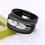 Alloy Feather Leaves Leather Multilayer Bracelets & Bangles - ProudThunderbird