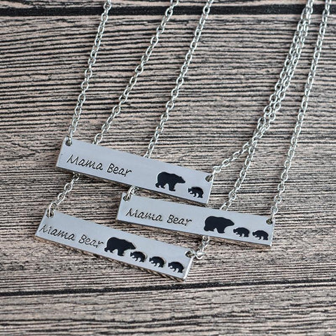 Mama Bear Engraved Animal Necklace - Powwow Store