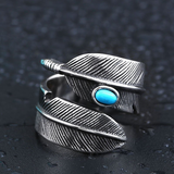 Feather Opening Ring With Stone - ProudThunderbird