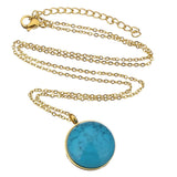 Flat Round Blue Stone Native American Necklace - ProudThunderbird