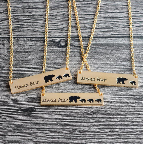 Mama Bear Tag Engraved Pendant Necklace Mother's Day Gift - Powwow Store