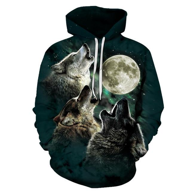 Wolves Moon Green 3D Native American Hoodies - Powwow Store