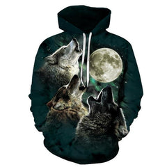 Wolves Moon Green 3D Native American Hoodies - Powwow Store