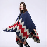 AZTEC Winter Reversible Long Coat - Indian Blanket Poncho - ProudThunderbird