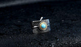 Steel Soldier Stainless Steel Feather Stone Ring Opening