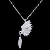 Tribal Feather Headdress Native Americans Indian Necklace - Powwow Store