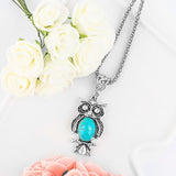 Eyes Owl Charm Blue Natural Stone Native American Necklace - ProudThunderbird