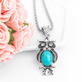 Eyes Owl Charm Blue Natural Stone Native American Necklace - ProudThunderbird